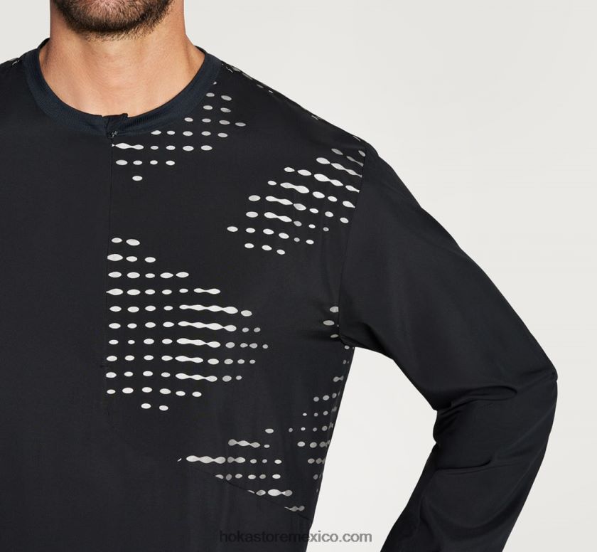 hombres Hoka Cortavientos con 1/2 cremallera 62T0RT671 negro