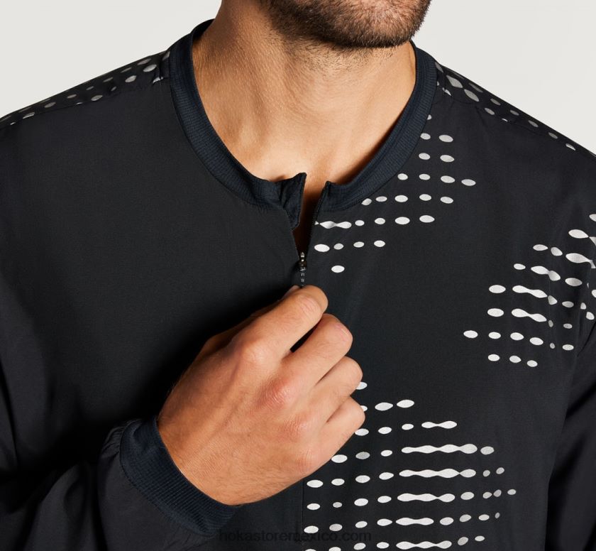 hombres Hoka Cortavientos con 1/2 cremallera 62T0RT671 negro