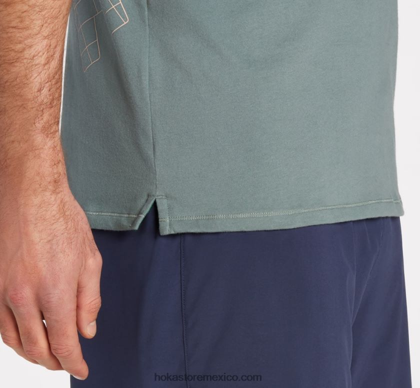 hombres Hoka camiseta todo el día 62T0RT648 acero azul