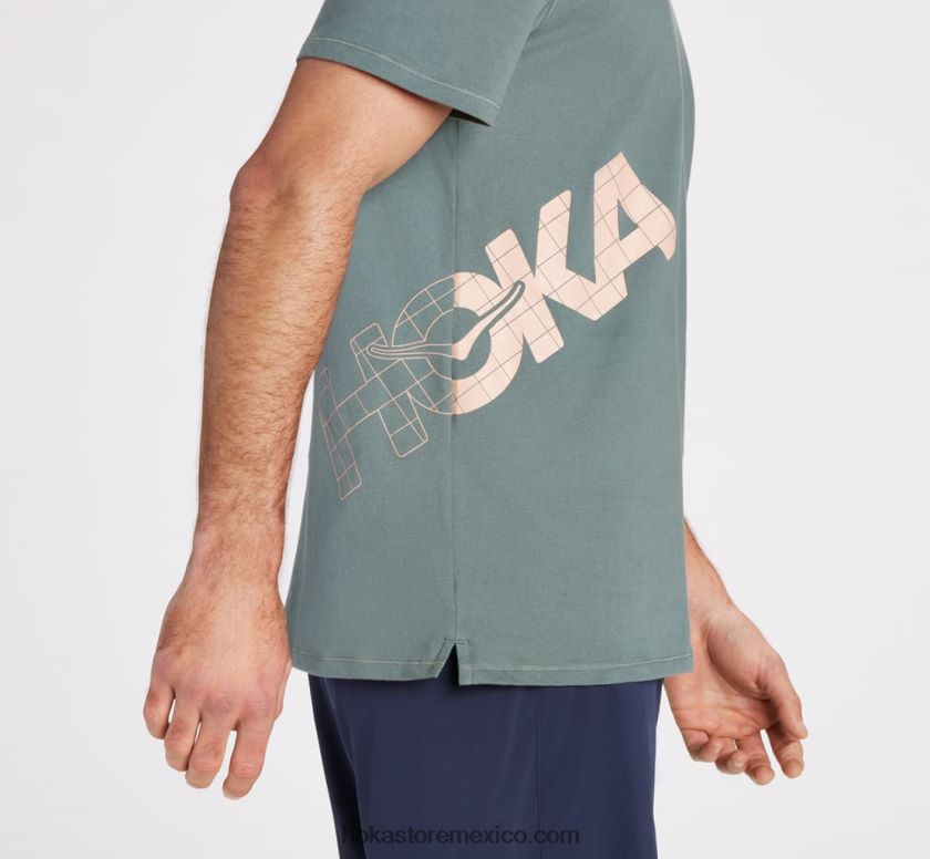 hombres Hoka camiseta todo el día 62T0RT648 acero azul