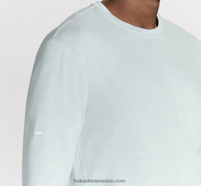 hombres Hoka mezcla de merino manga larga 62T0RT640 flujo de hielo