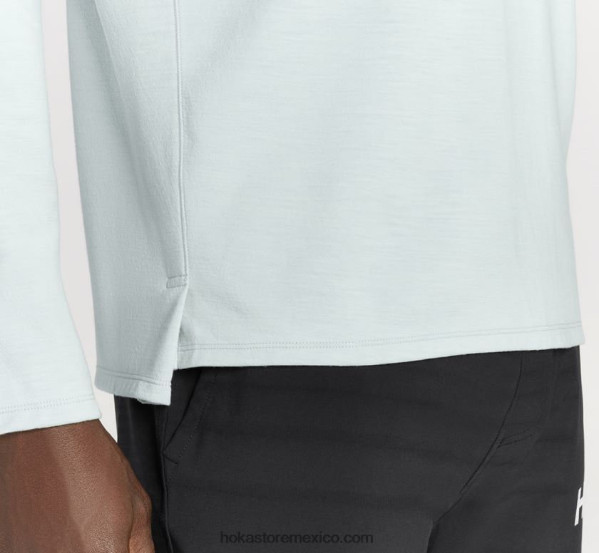 hombres Hoka mezcla de merino manga larga 62T0RT640 flujo de hielo