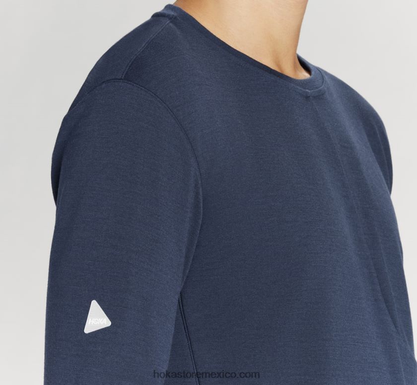hombres Hoka mezcla de merino manga larga 62T0RT646 espacio exterior