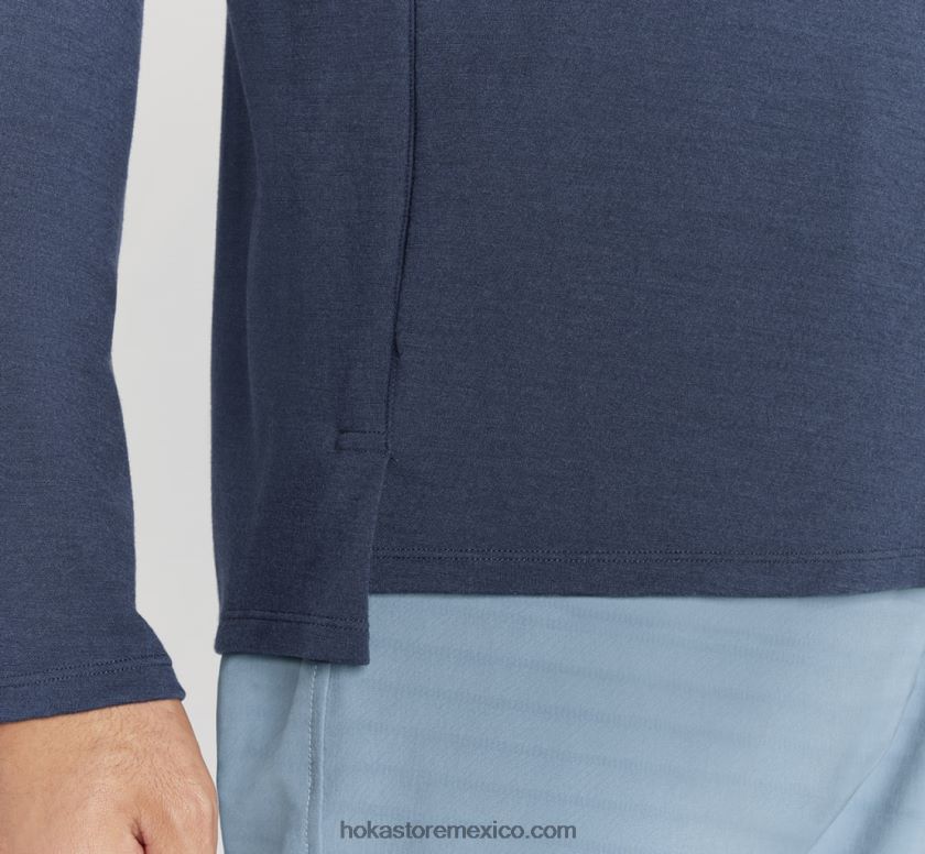 hombres Hoka mezcla de merino manga larga 62T0RT646 espacio exterior