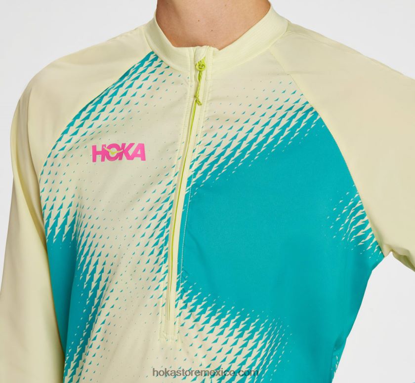 mujer Hoka Cortavientos con 1/2 cremallera 62T0RT372 amarillo dorado