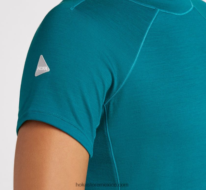 mujer Hoka mezcla de merino de peso medio manga corta 62T0RT351 lago profundo