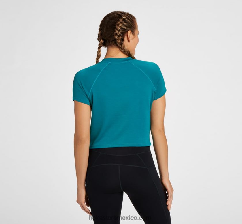 mujer Hoka mezcla de merino de peso medio manga corta 62T0RT351 lago profundo