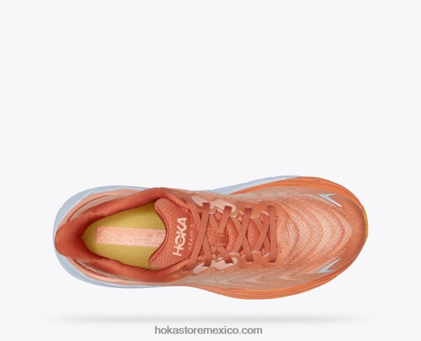 mujer Hoka arahi 6 62T0RT23 coral horneado al sol/concha