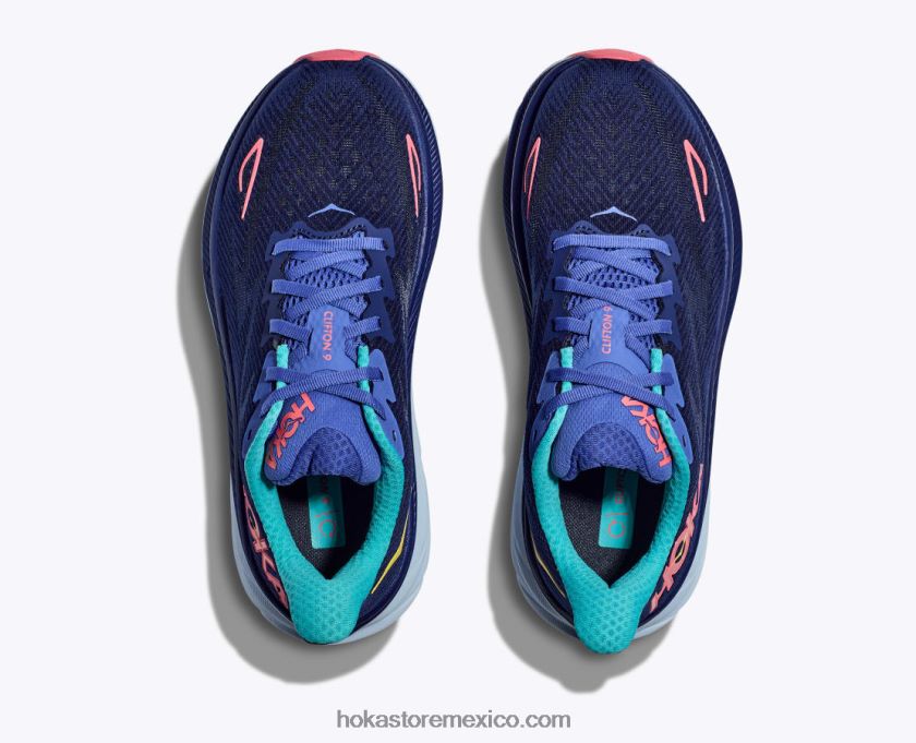 mujer Hoka clifton 9 62T0RT2 manantial azul/cerámica