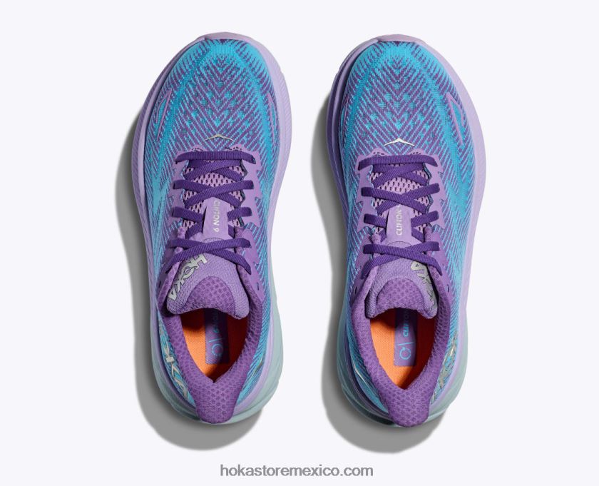 mujer Hoka clifton 9 62T0RT4 violeta tiza/lila pastel