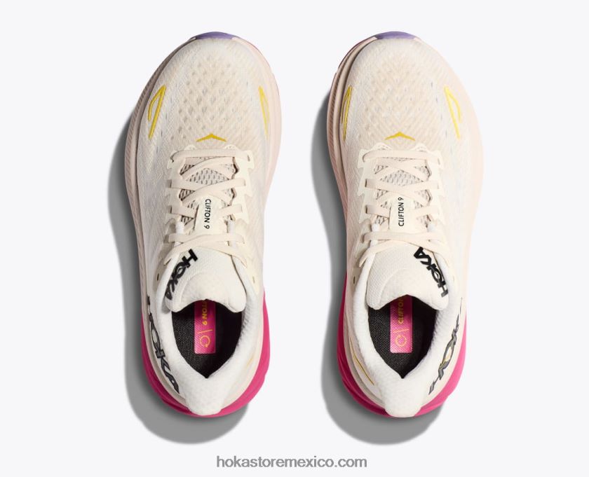 mujer Hoka clifton 9 62T0RT7 ponche de huevo/blanco de blanco