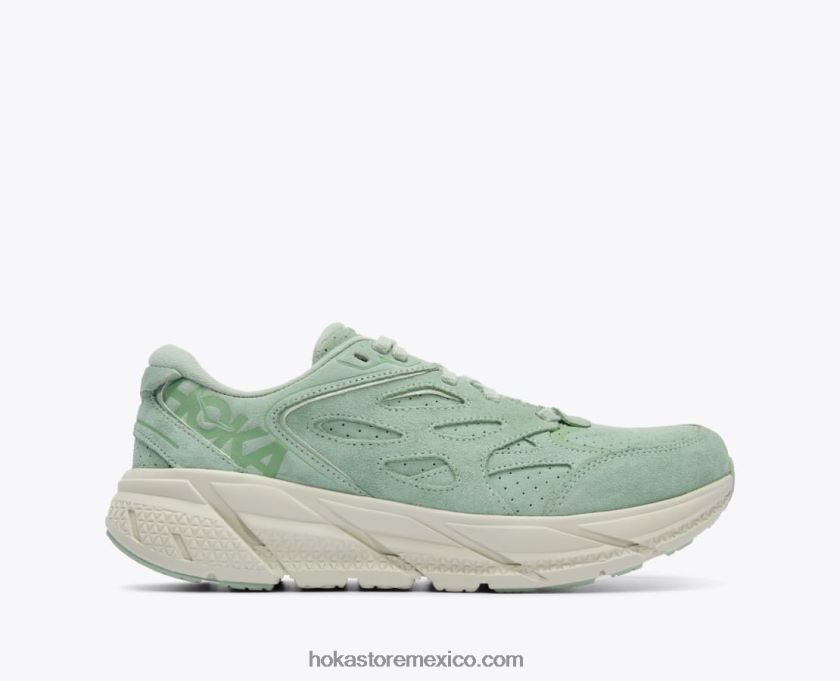 mujer Hoka clifton l ante 62T0RT72 verde humo/tinte celadón