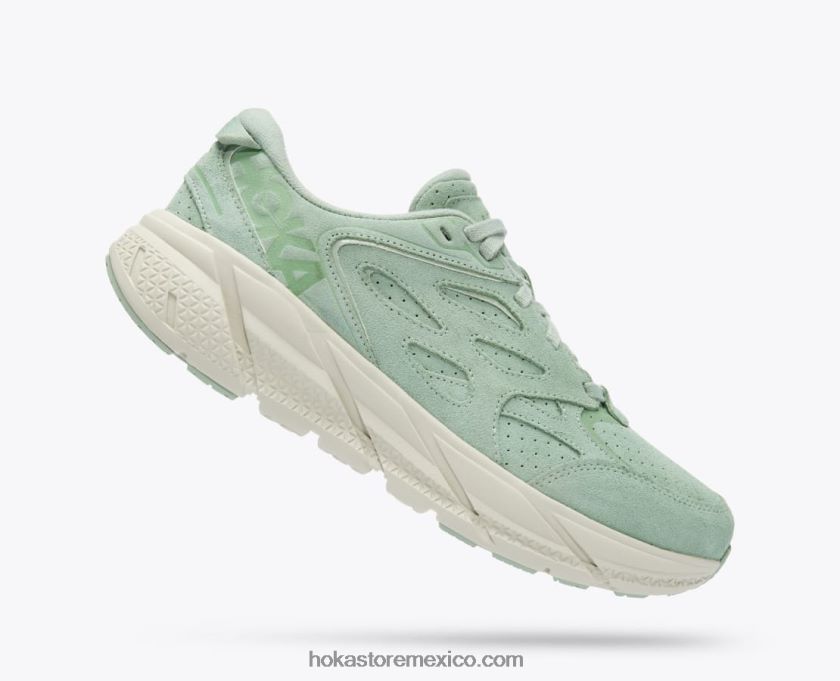 mujer Hoka clifton l ante 62T0RT72 verde humo/tinte celadón