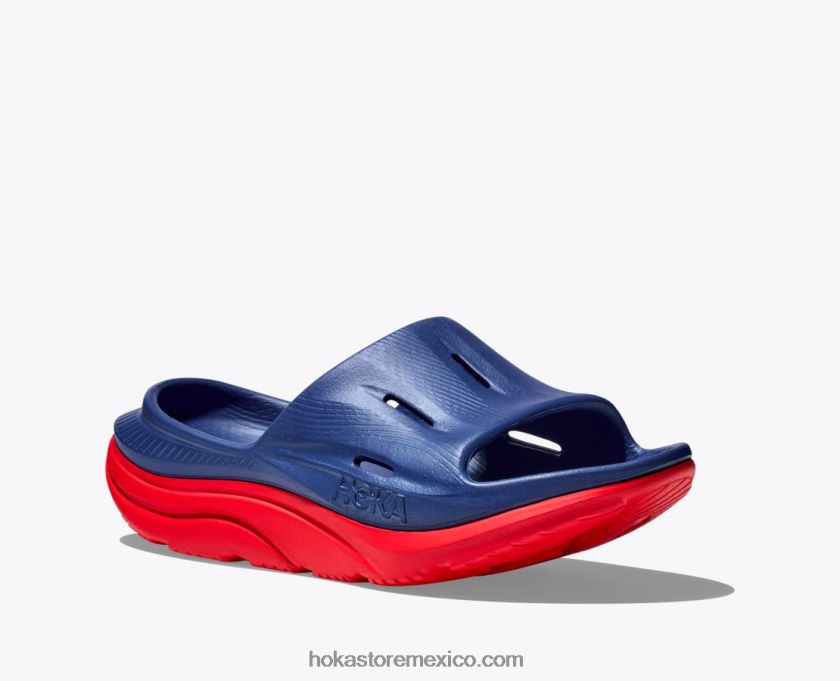 mujer Hoka diapositiva de recuperación ora 3 62T0RT208 alerta azul/roja del indicador