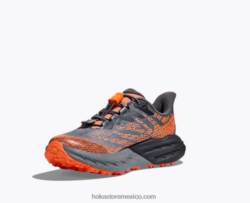 niños Hoka cabra rápida 5 62T0RT677 Castlerock/naranja vibrante